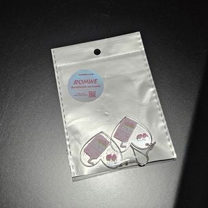 ROMWE Kawaii Strawberry Print Heart Drop Earrings